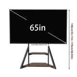 2 Tiers Black Shelves Heavy Duty Universal Tv Floor Stand For 32-75 Inches V767-U-Z1187