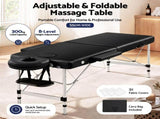 Zenses Massage Table 55cm Portable 2 Fold Aluminium Beauty Bed Black MT-ALUM-2FOLD-BK-55