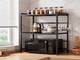 Artiss Kitchen Bakers Rack 40-60CMX78CM Metal Microwave Stand Black KR-MEL-2S-64-BK