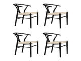 Levede 4x Dining Chairs Wooden Hans Black CH1041-2-BKX2