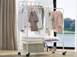 Heavy Duty Double Rail Garment Rack Rolling Clothes Rack 2Tier Storage Shelf V767-ZJJ211-WT-G3