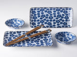Sushi Set for Two with Chopsticks Black Blue Plum Design V637-RW0007
