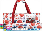 Mahjong Game Set, 166 Blue Tiles , 4 All-in-One Color Rack/Pushers & Drawstring Bag, Complete V1107-133-98323