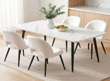 Artiss Dining Table and Chairs Set 5pcs Kitchen Furniture Marble White DSET-MAR150-SHP-WHX4