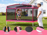 Everfit 3-in-1 Kids Rectangle 6FT Trampoline Rebounder with Swing Belt Pink TRAMPO-C-R6-PK