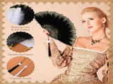 12 Sets Marabou Feather Fan Bulk 20s Folding Fan Wedding Party Favor Lace Vintage Embroidered V1258-DP02-C-2277