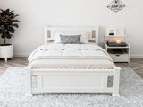 Artiss King Single Bed Frame and Bedside Table White WBED-004KS-FURNI-P16-AB