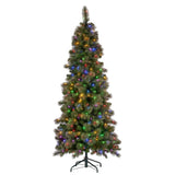 Christabelle 7.5ft Christmas Tree Slim Glittery Gold Pine LED Lights Xmas Decor 112_SENGG75S