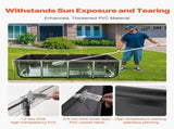 Canvas Fish Pond, 1781.3L Above Ground Fish Pond, PVC Koi Tank with Clear Viewing Panel, Rectangular V952-DSYCHSDTMC21LEAON002V0
