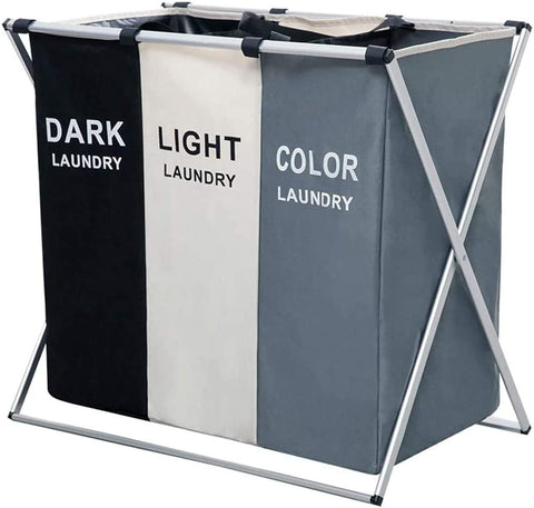 3 in 1 Large 135L Laundry Clothes Hamper Basket with Waterproof bags and Aluminum Frame V178-83102