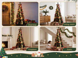 Jingle Jollys Pop Up Christmas Tree Pre Decorated Artificial Christmas Tree 197cm PUT-XMAS-6IN-1