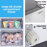 GECKO 139L Upright Portable Fridge / Freezer, 12V/24V/240V for Motorhome and Caravan, Silver V219-CMPFRUGK13SA