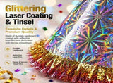 24 Packful Metallic Fringe Party Cone Hats, 20 Inch Shiny Foil Birthday Party Hats, Assorted V1192-AZ-W-17472