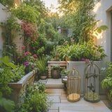 Set 2 Nested Distressed Finish Plant Cages w Butterflies 79cm, 69cm V637-74136CGE