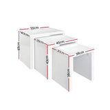 Artiss Nesting Coffee Table Set of 3 Glossy White FURNI-GLOSS-NEST3