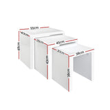 Artiss Nesting Coffee Table Set of 3 Glossy White FURNI-GLOSS-NEST3