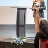 VEVOR Acrylic Podium, 47" Tall, Acrylic Podium Stand with Wide Reading Surface & Storage Shelf, V952-CTSJTHSTMYK47UDDCV0