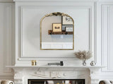 Antique Baroque Arched Wall Mirror Rose Edge Decorative Mirror Fireplace Entryway V767-YSJ-Z113-S