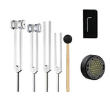 Healing Tuning Forks Set with 128Hz 136.1Hz 256Hz 384Hz Frequencies and Hockey Puck Activator for V1188-TR101-34420-1