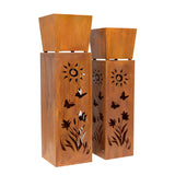 Set 2 Nested Square Pilla Rust 'Sunsihine' Planters 93cm, 86cm V637-48101PLN