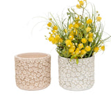 Set 2 Asst Flower Embossed Planters w Hole Plug 18cm V637-88748PLN