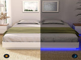 Artiss Double Bed Frame with 16Colour Led Light Wooden Platform Bed Base DAYGLOW WBED-DAYGLOW-D-WH-ABC