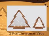 2Pcs Wood Christmas Tabletop with Lights, Christmas Tree Table Centerpiece, Xmas Tree Modern V1189-WXFWAL-20260319-00899