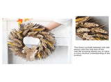 50CM Fall Wreath for Front Thanksgiving Wreath with Artificial Wheat Cereals Branches Autumn V1294-YM0714-10311983