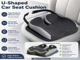 Black Ergonomic U-Shaped Double-Layer Raised Car Seat Cushion with Breathable Cover and Buckle V888-ELOSUNG55023