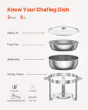VEVOR 5 Qt 2 Pack Round Chafing Dish Buffet Set Full-Size Pan Stainless Steel V952-YXBLSTGK2JTYN0BW5V0