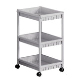 Rolling Storage Rack, 4 Tier Plastic Shelving Unit with Wheels and Hooks, Mobile Organizer for V1369-AZ3-W-21586