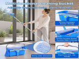 Professional Window Cleaning Kit with Bucket 3 Gallon, 76" Long Handle Squeegee and Microfiber V1107-799-87318
