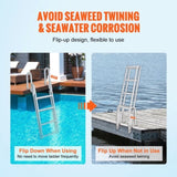Dock Ladder Flip Up 4 Steps, 159 kg Load Capacity, Aluminum Pontoon Boat Ladder with 4" Wide Step & V952-MTXTSFSJFHXJD7NNUV0