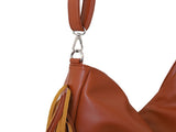 Black Trendy Rivet Fringe Shoulder Bag Large Capacity Soft Leather Handbag for Women, Perfect for V888-ELOSUNG13833