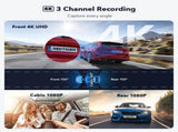 4K 3 Channel Dash Cam with 5G WiFi, Front, Rear, and Inside Recording, Free 64GB SD Card V178-59117