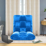 SOGA 4X Floor Recliner Folding Lounge Sofa Futon Couch Folding Chair Cushion Blue LOUNGECHAIRBLUEX4