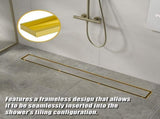 1000mm Tile Insert Bathroom Shower Brushed Brass Grate Drain w/Centre outlet Floor Waste V63-844751
