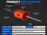 155mm Bi-Metal M42 High Speed Steel Hole Saw with Pilot Drill Bit, Smooth Cutting Edge for PVC, V1107-147-56242