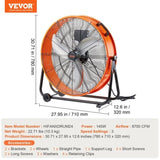 Drum Fan 24 Inch High Velocity Industrial Use 3-Speed Timer for Warehouse V952-GYLSFS24YCACQCOS3V3