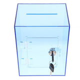 1Set Compact Clear Money Box with Lock Blue for Cash and Donations V1369-AZ3-W-22720