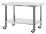 Stainless Steel Work Table 36x24 Inch with 4 Wheels Commercial Food Prep Worktable with Casters V952-SYGZT36X24INDJL01V0