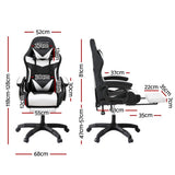 Artiss Gaming Office Chair with 8 Point Message Reline Ergonomic White MOC-L-GC-8P-BK-WH