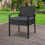 Gardeon Outdoor Dining Chairs Patio Furniture Rattan Lounge Chair Cushion Felix ODF-CHAIR-TEA-BK