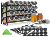 CARLA HOME Spice Rack organiser with 28 Spice Jars, Spice Labels, Funnel and Marker for Kitchen LSB-36079