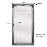 Deluxe French Provincial Ornate Mirror - Silver - X large 210cm x 110cm V292-M-DLUX-XL-SILVER