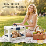 Foldable Hard Cat Carrier, Transparent Pet Crate for Cats & Small Dogs, Collapsible Travel Kennel V1107-136-47040-GRN