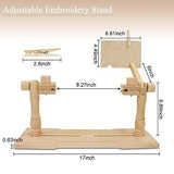 Adjustable Embroidery Stand Rotating Wooden Cross Stitch Holder & Knee Pad with 15cm & 20cm Hoops, V1107-120-90958-WOO-EMBROIDERYSTAND