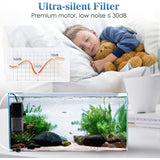 Adjustable Aquarium Filter 600L/H Aquarium Pump, Ultra-Quiet Internal Aquarium Filter Suitable For V1188-MS-227-2316