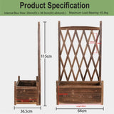Elevated Wooden Planter Box L-64x36.5x115cm with Trellis V178-66990