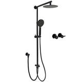 WELS Matt Black 2in1 Shower 8" Round Head Set Sliding Rail 3 Mode Handheld Twin Taps V1233-HR002M4CBSC842BKSR108BCF0282ABK